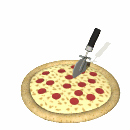 Pizza being cut md wht